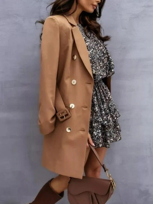 Double-Breast Belted Blazer Dress Bazaare Mart Double-Breasted Belted Blazer Dress