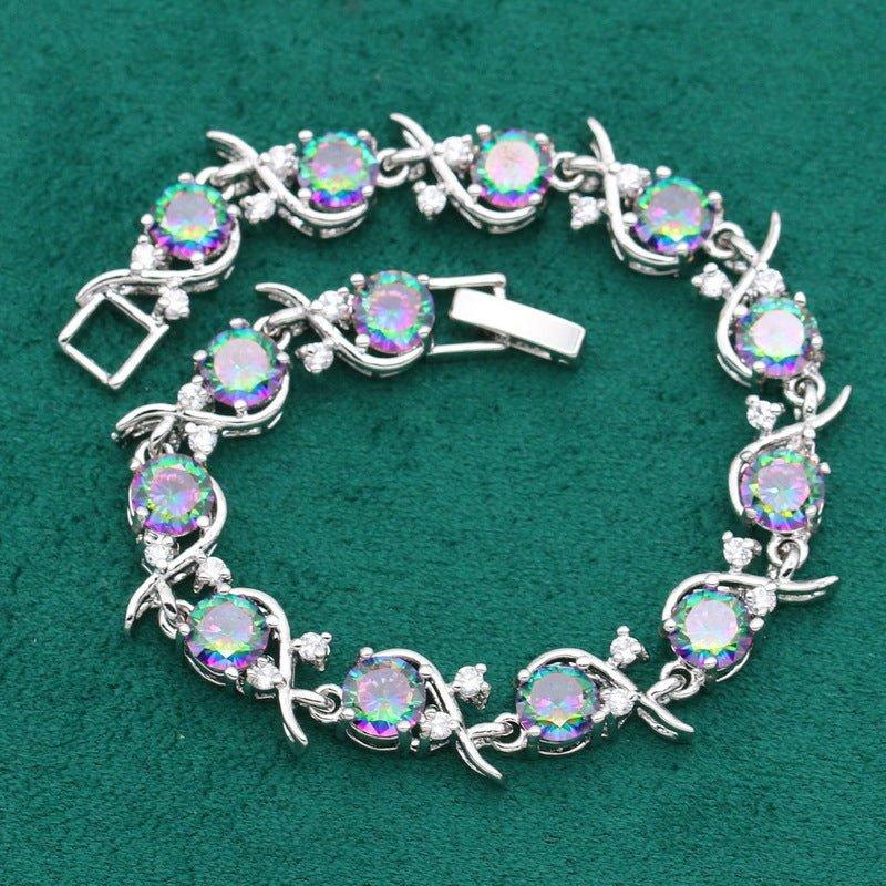 Double Heart Silver Faux Gemstone 4pc. Jewelry Set - Bazaare Mart