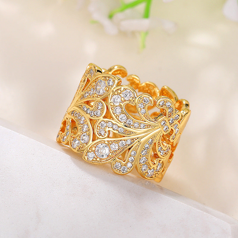 Wide Hollow Floral Rings