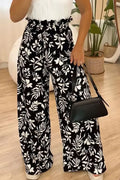 B&W Floral High Waist Wide Leg Pants Black Bazaare Mart Palazzo Pants