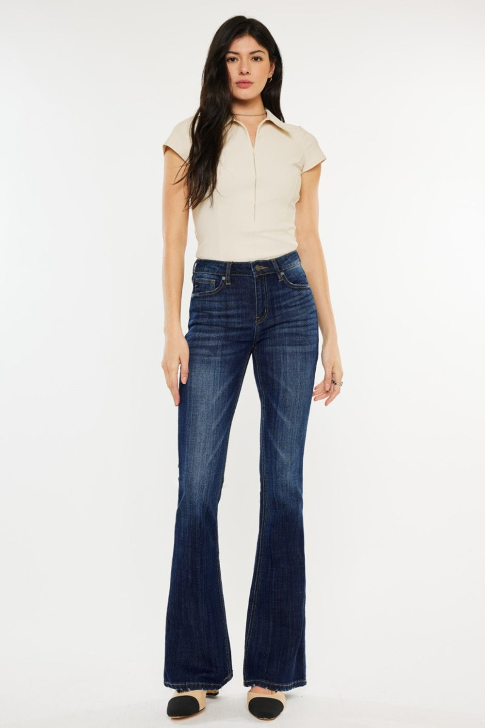 Light Stretch Plus Size Mid Rise Flare Jeans