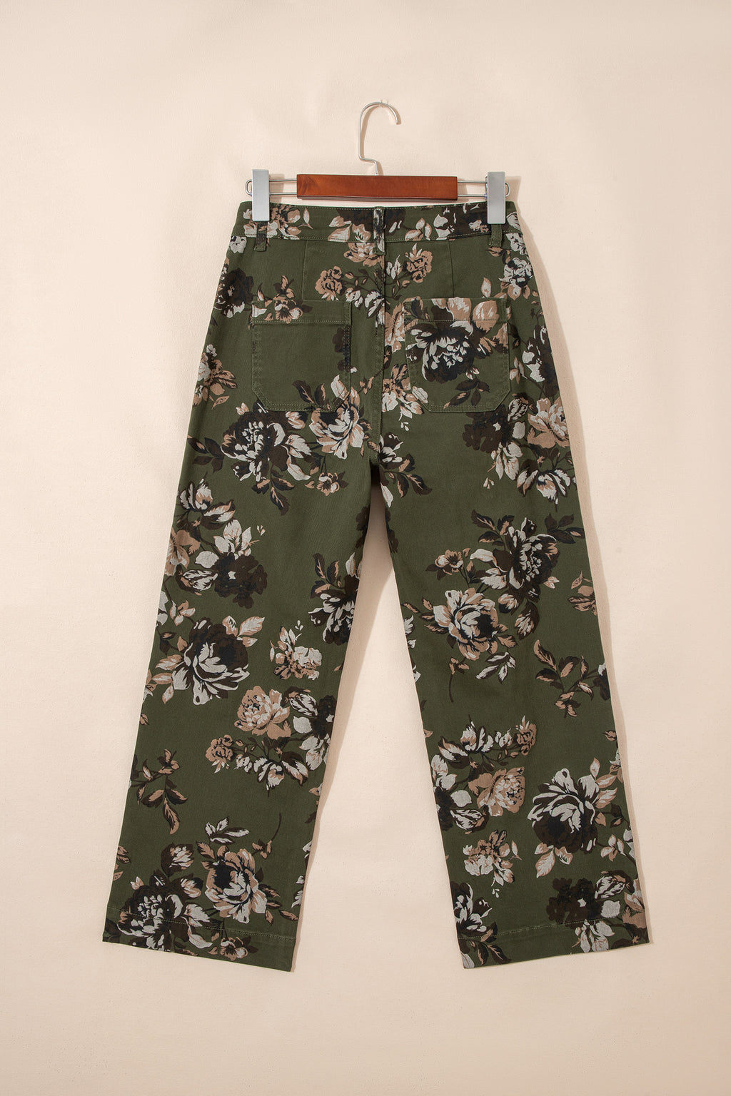 Green Vintage Floral Print Square Patch Pocket Raw Hem Shift Jeans Dear-Lover Dropshipping Bottoms/Jeans