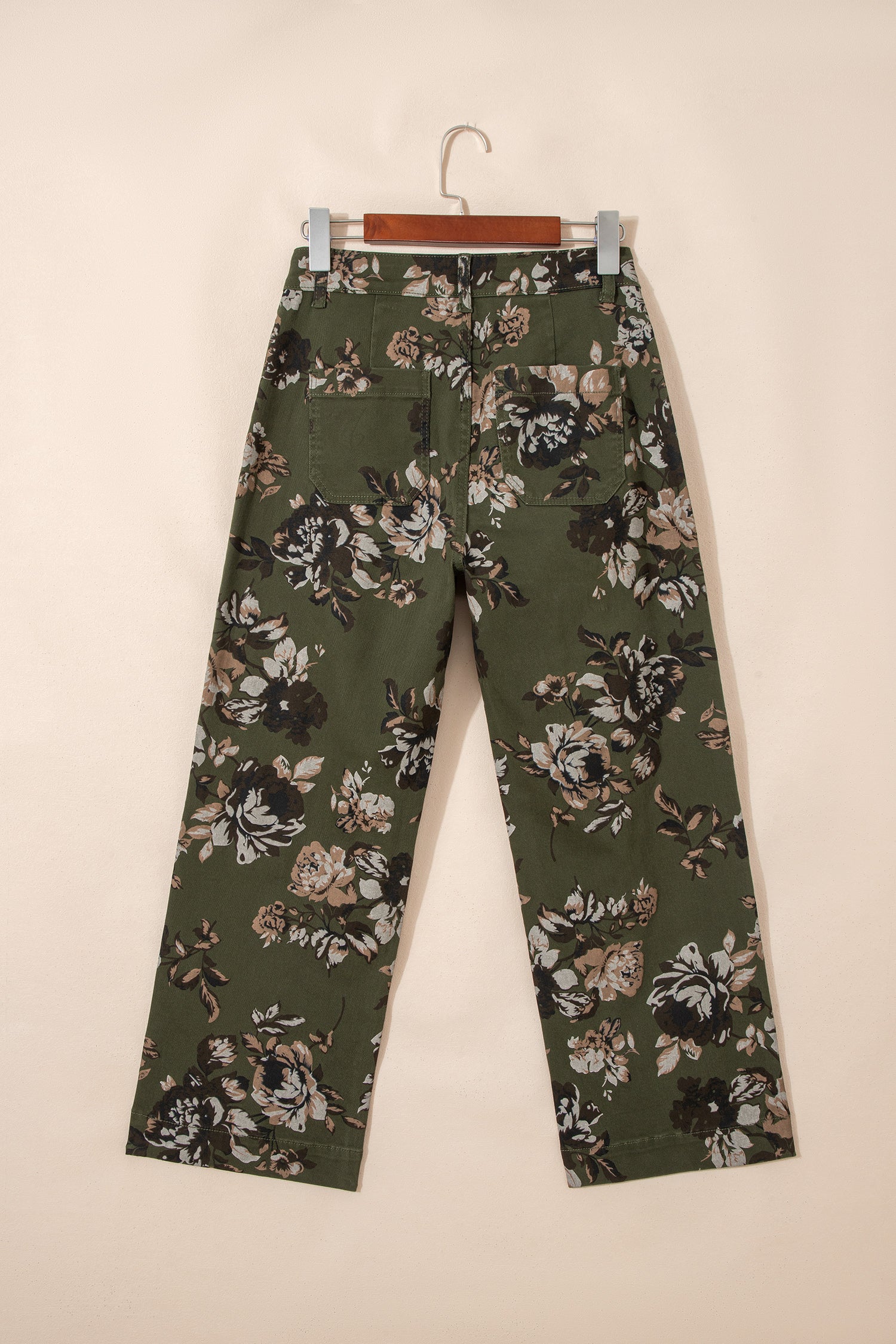 Green Vintage Floral Print Square Patch Pocket Raw Hem Shift Jeans Dear-Lover Dropshipping Bottoms/Jeans