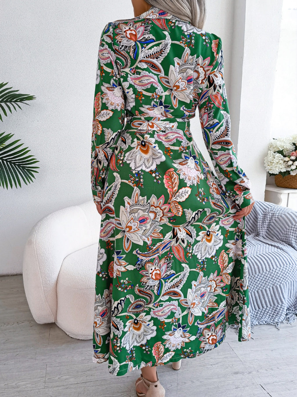 Floral Long Sleeve Midi Dress