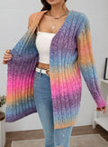 Gradient Rainbow Knit Open Front Cardigan Blue Bazaare Mart Open Front Cardigan