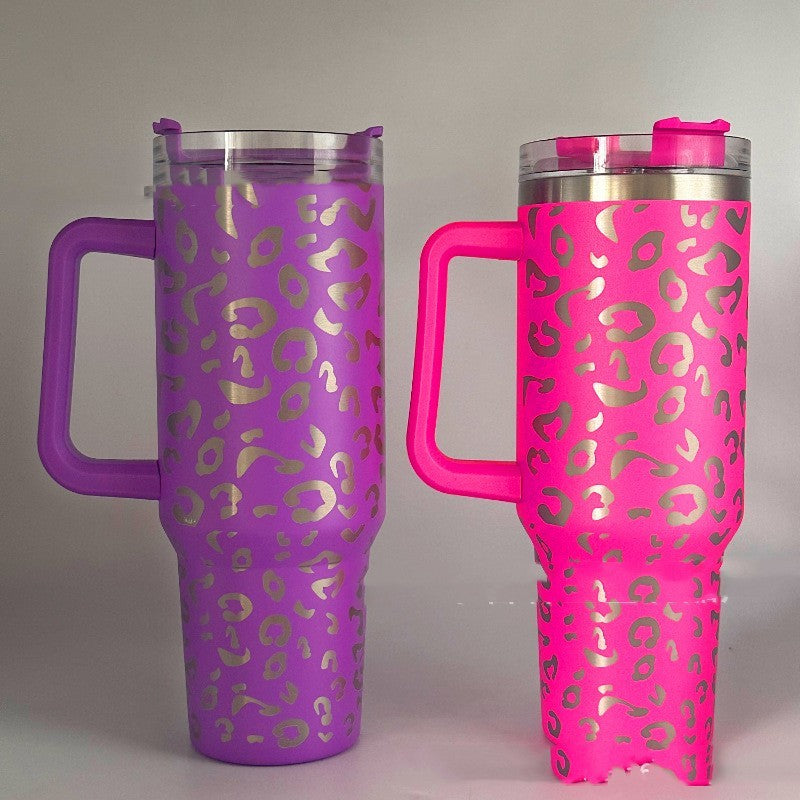 Insulated Stainless Steel 40oz Leopard Cup