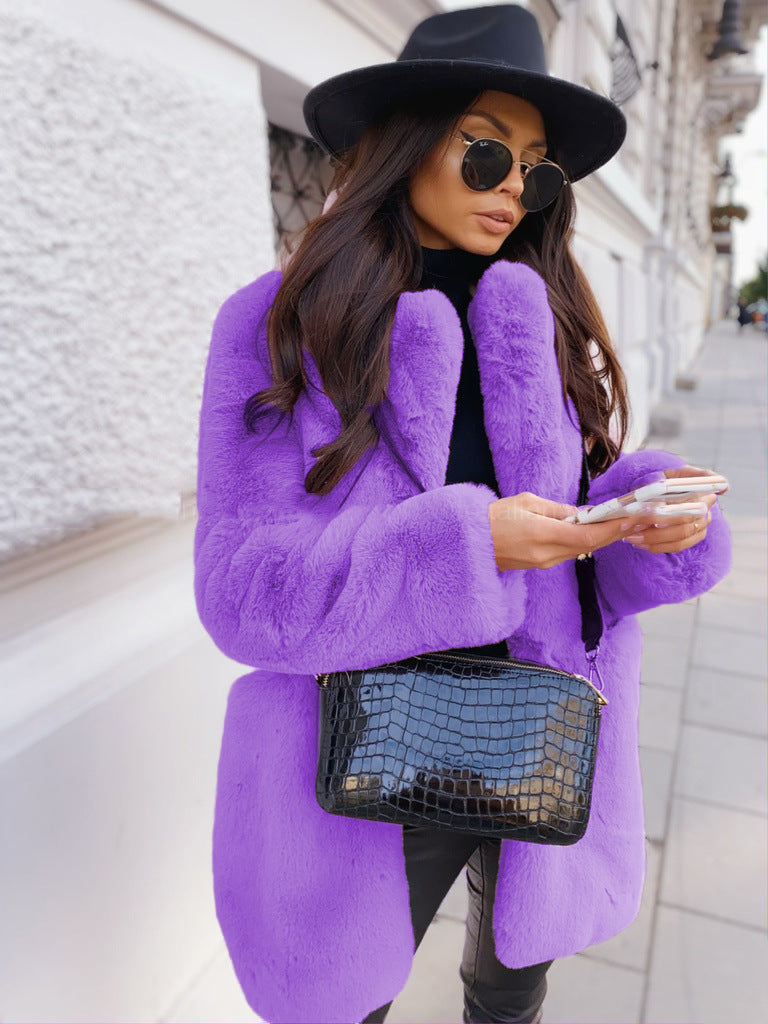 Pure Color Fur Jacket