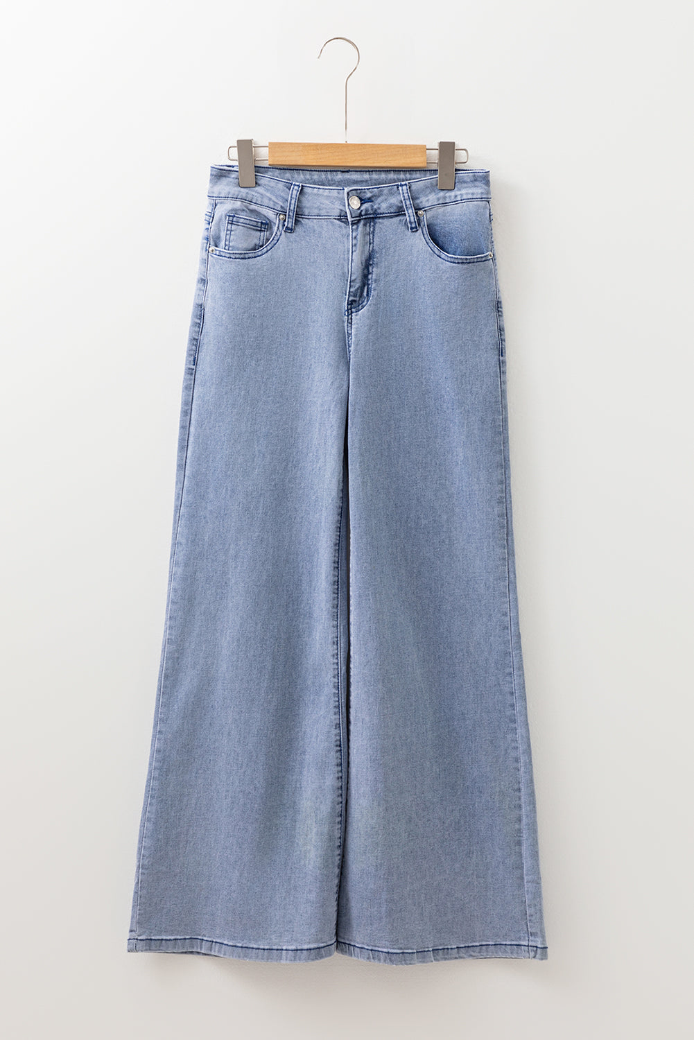 Beau Blue High Waist Button Zip Fly Bell Bottom Jeans Bazarre Mart Bottoms/Jeans