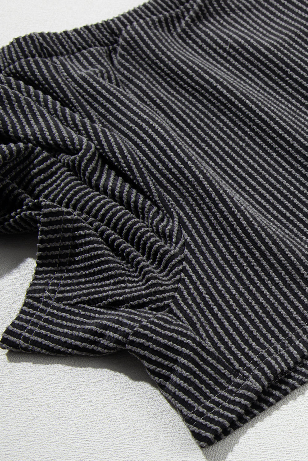 Carbon Grey Ribbed Knit Loose Fit Shorts Set