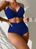 Solid Color Two-Piece Swimsuit Blue CJ Dropshipping Bikini