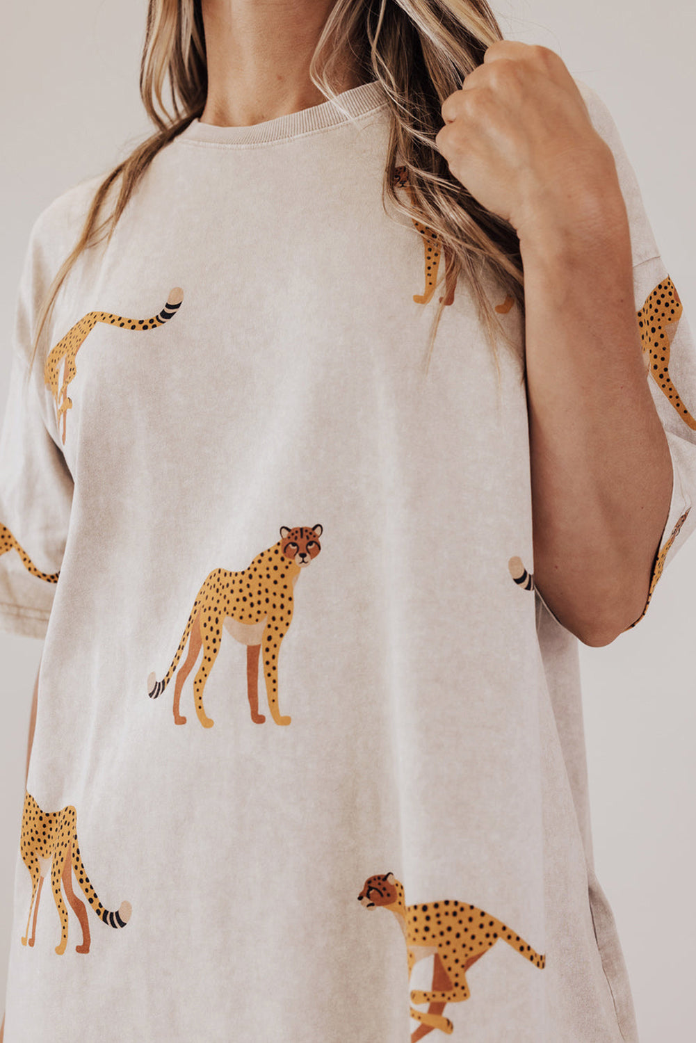 Plus Size Cheetah Print Sleep Tee – Pocketed Drop Shoulder Lounge Nightshirt Dear-Lover Dropshipping Plus Size/Plus Size Dresses/Plus Size Mini Dresses