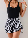 Printed Scoop Neck Wide Strap Two-Piece Swimwear Zebra Bazaare Mart Wide Strap Two-Piece Swimwear