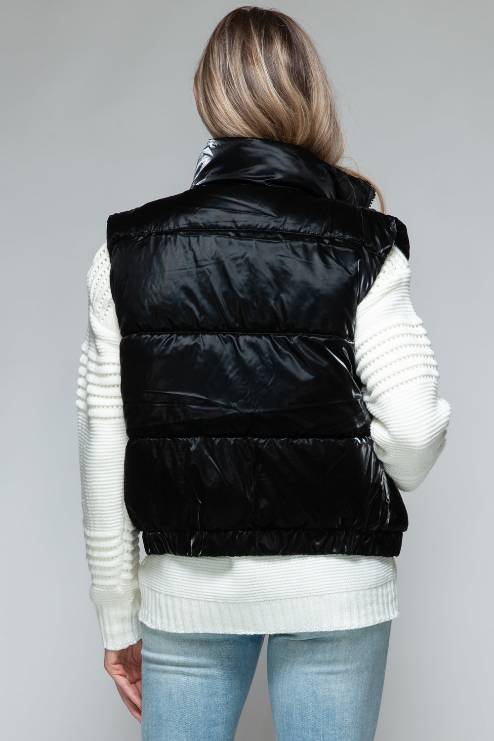 Black Fur Lined Puffer Vest