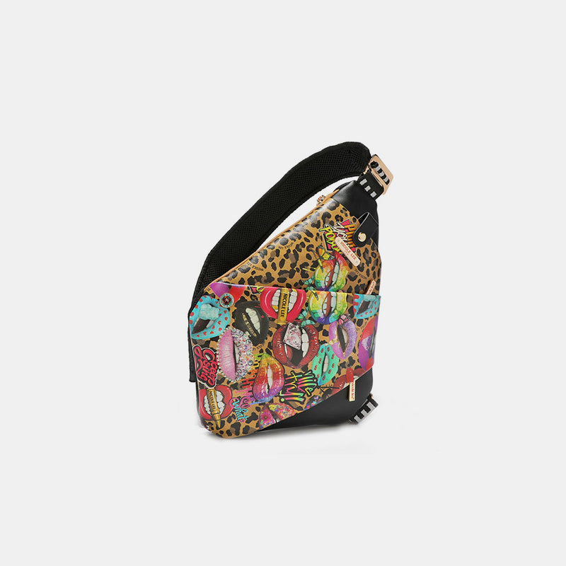 Abstract Leopard Lip Shoulder Bag