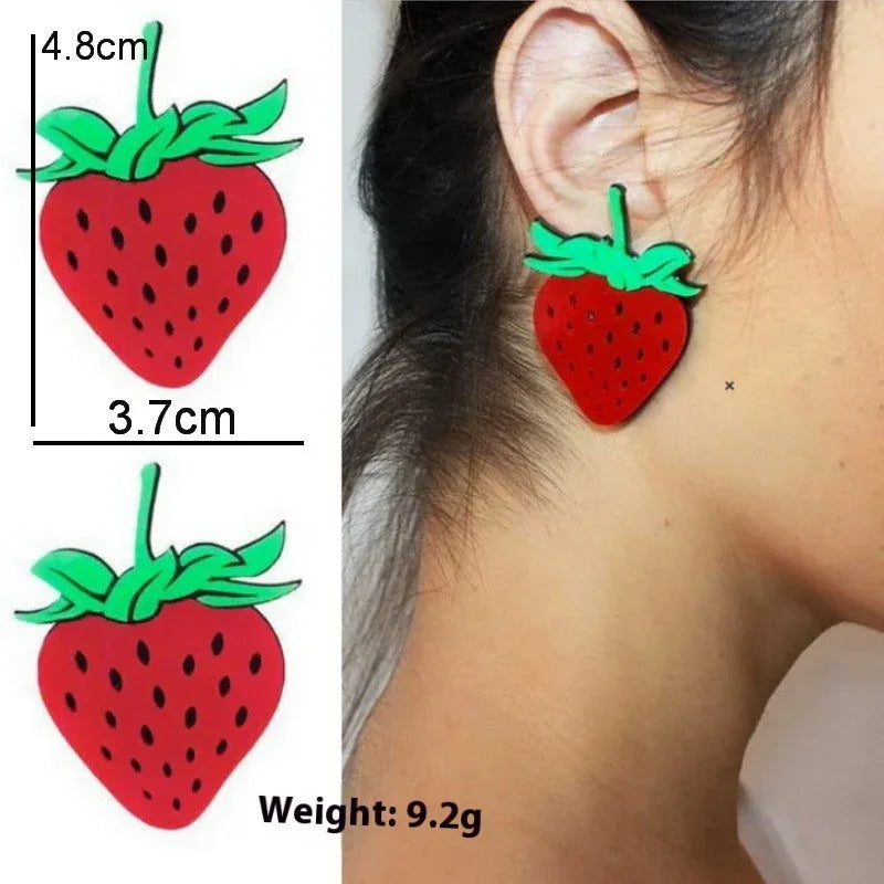 Acrylic Fruit Vegetable Earrings Strawberry Stud Earrings F430 Bazaare Mart Fruit Earrings