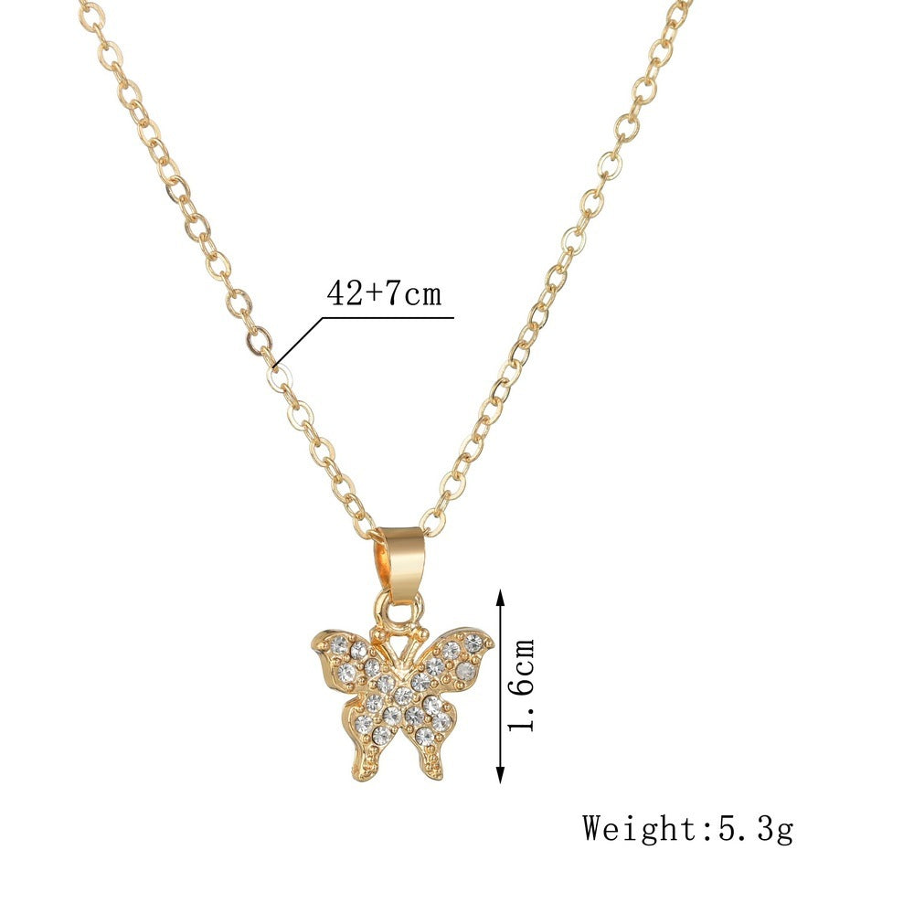 Small Rhinestone Butterfly Necklace