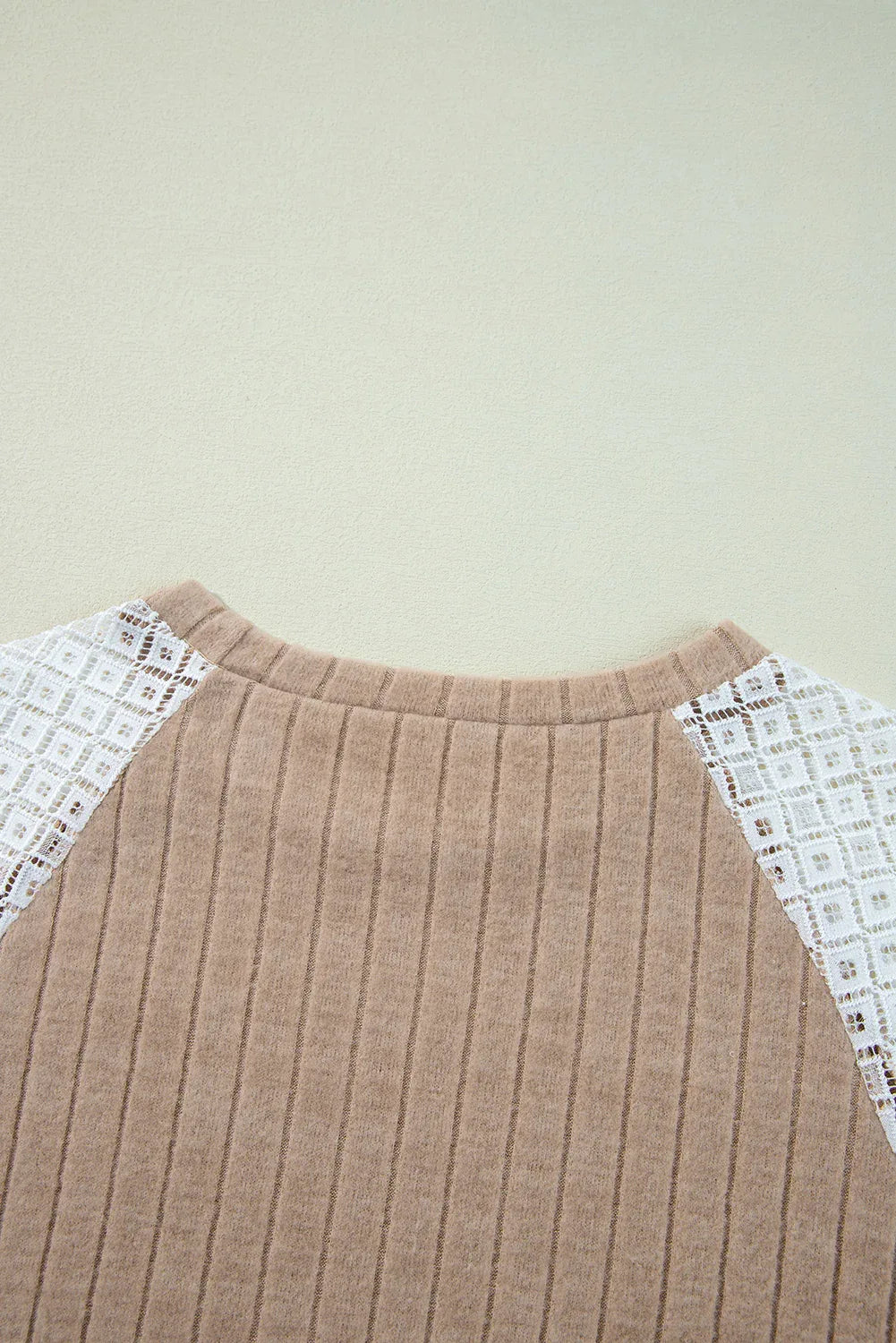 Parchment Floral Patchwork Long Sleeve Ribbed Blouse Bazaare Mart Tops/Blouses & Shirts