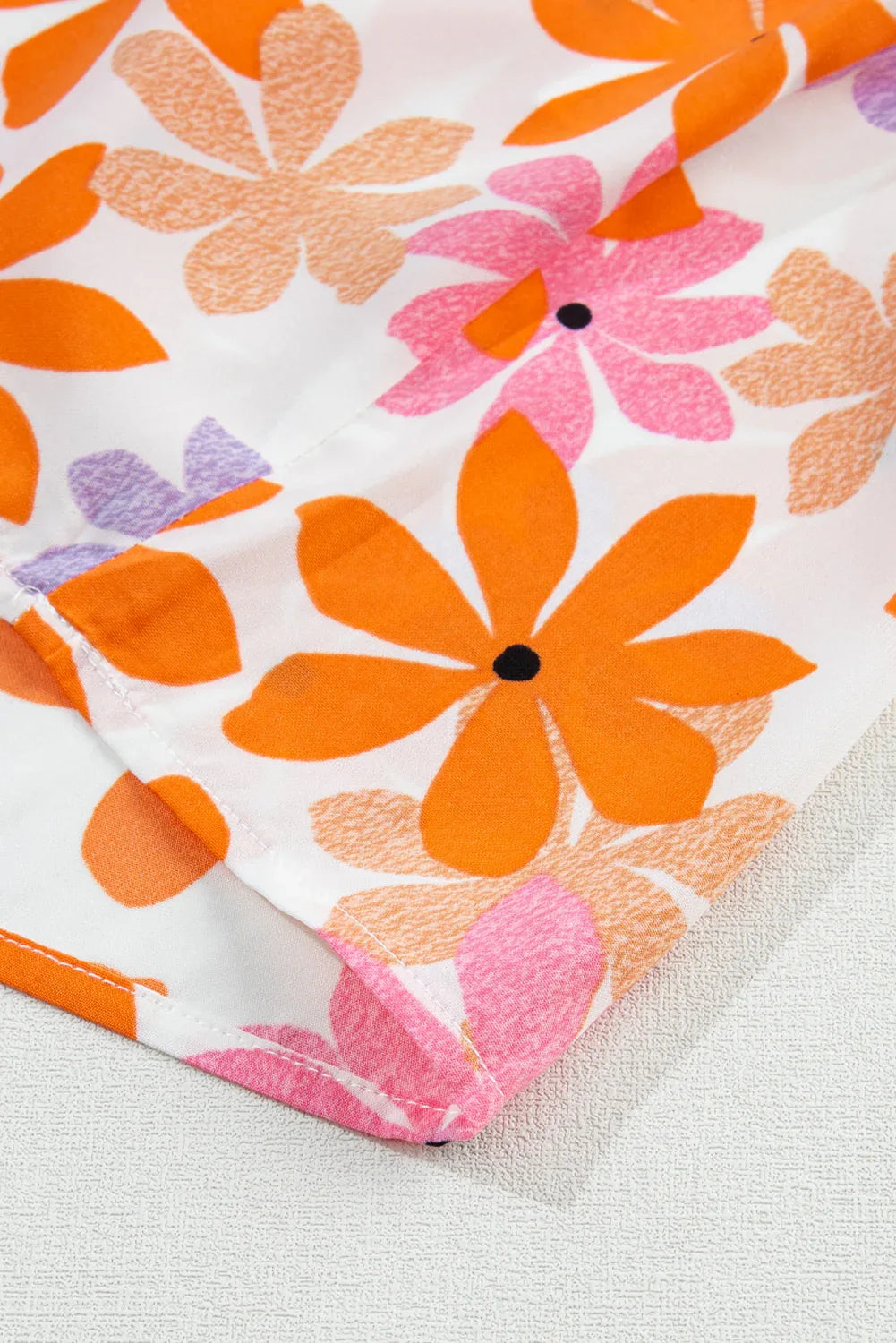 Orange Ruffled Sleeve Smocked Floral Top Bazaare Mart Tops