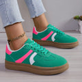 Contrast Round Toe Platform Sneakers Green Trendsi Contrast Round Toe Platform Sneakers