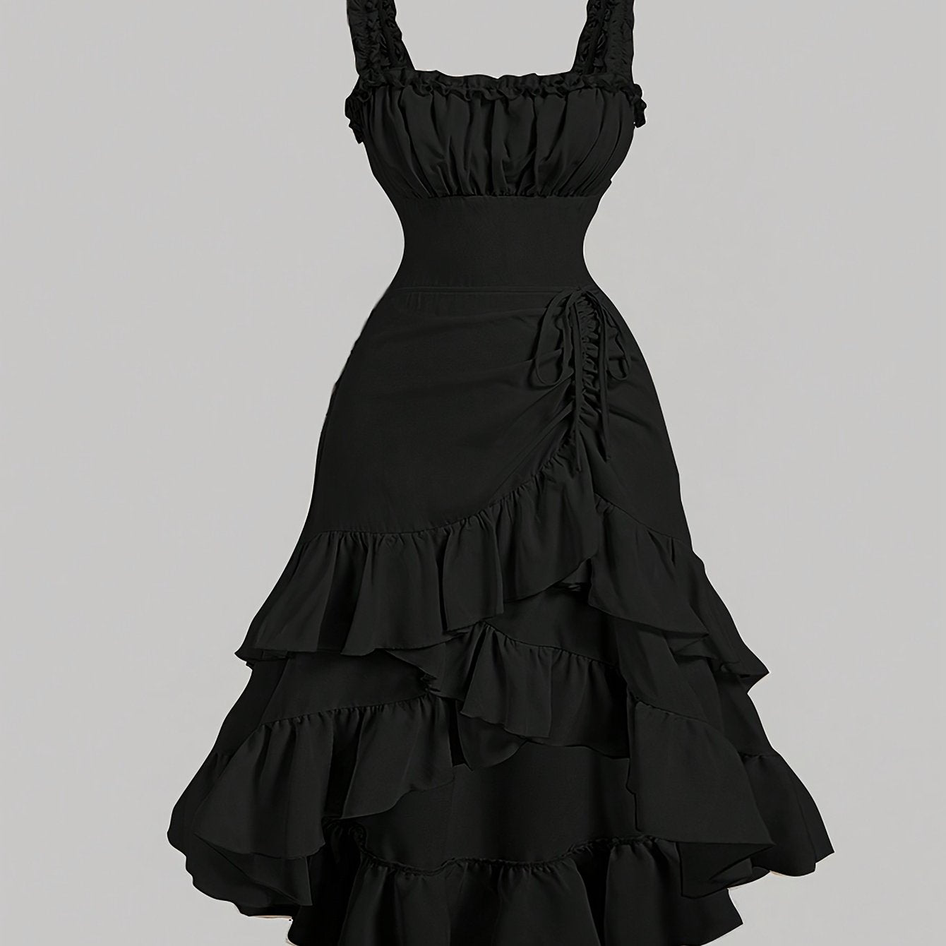 Romantic Multi-Layer Vintage Ruffled Hem Dress
