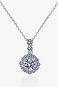 Round Moissanite Zircon 925 Sterling Silver Necklace Silver One Size Bazaare Mart 1 Carat Moissanite 925 Sterling Silver Necklace