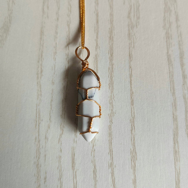 Hexagonal Bullet Natural Stone Necklace - Bazaare Mart