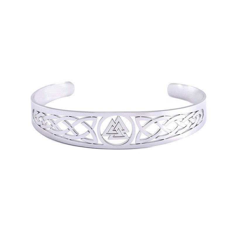 Asgard Stainless Steel Valknut Cuff Bracelet