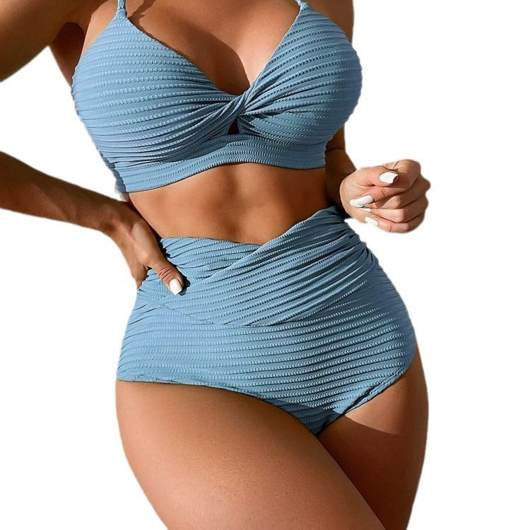 Solid Color Two-Piece Swimsuit