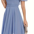 Flowy Off-the-Shoulder Bridesmaid Dress Sky Blue Bazaare Mart Flowy Off-the-Shoulder Bridesmaid Dress
