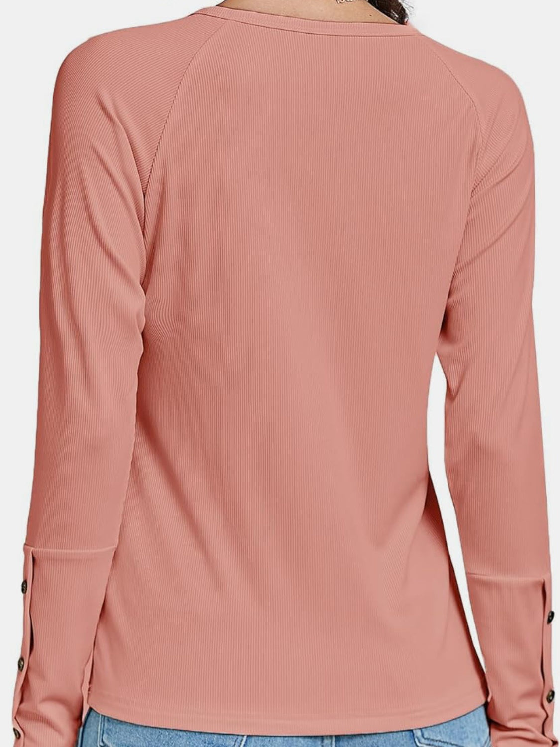 Button V-Neck Long Sleeve T-Shirt