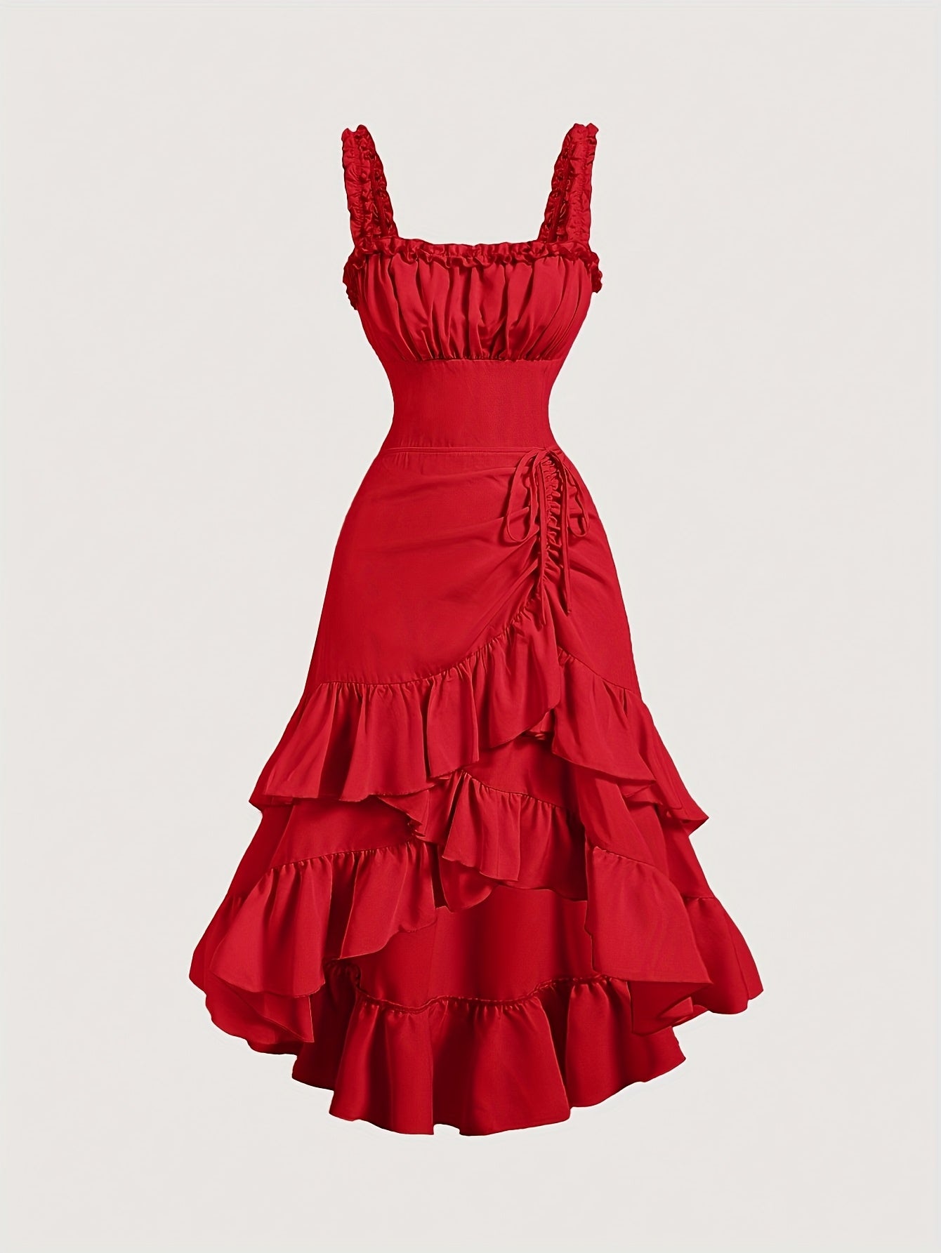 Romantic Multi-Layer Vintage Ruffled Hem Dress