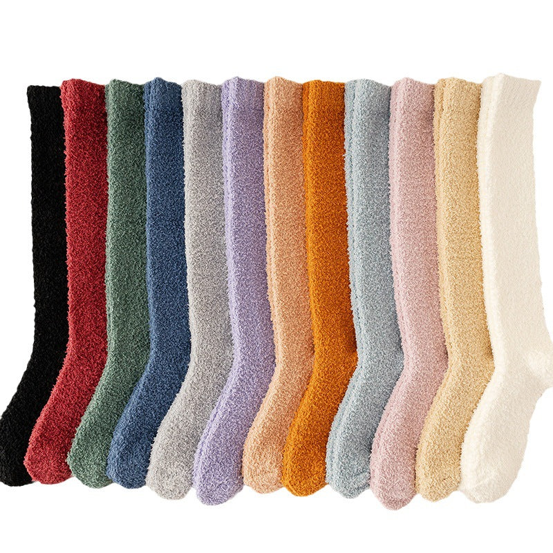 Lint-free Coral Fleece Knee Socks