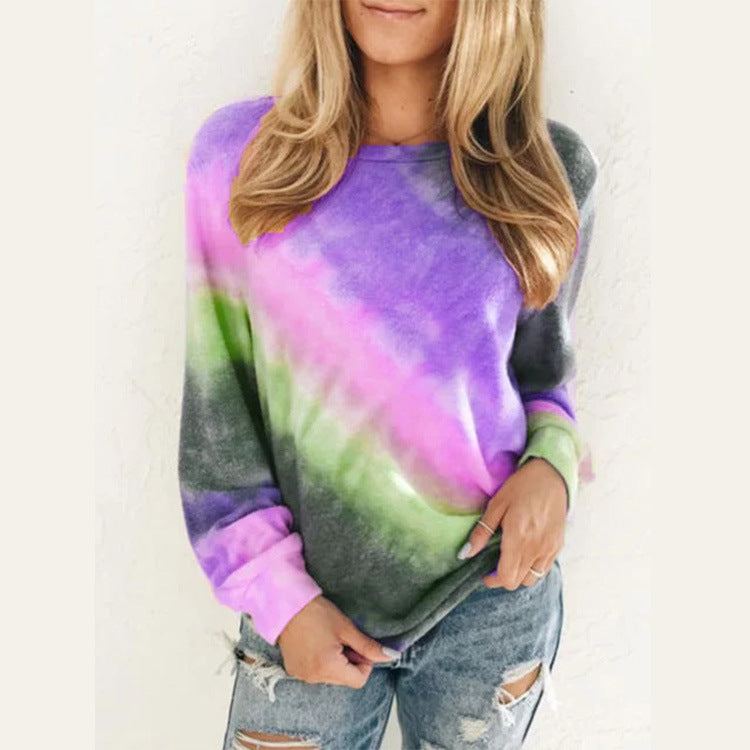 Purple Tie Dye Rainbow Long Sleeve T-shirt 
