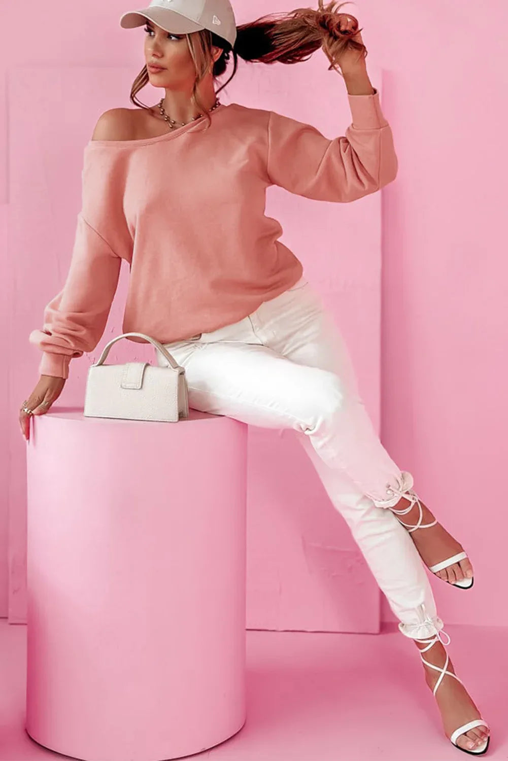 Pale Chestnut Bowknot Dewback Round Neck Sweatshirt Bazaare Mart Tops/Sweatshirts & Hoodies