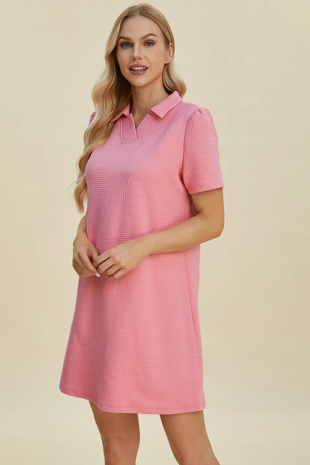 Texture Short Sleeve Polo Dress Bazarre Mart Polo Dress