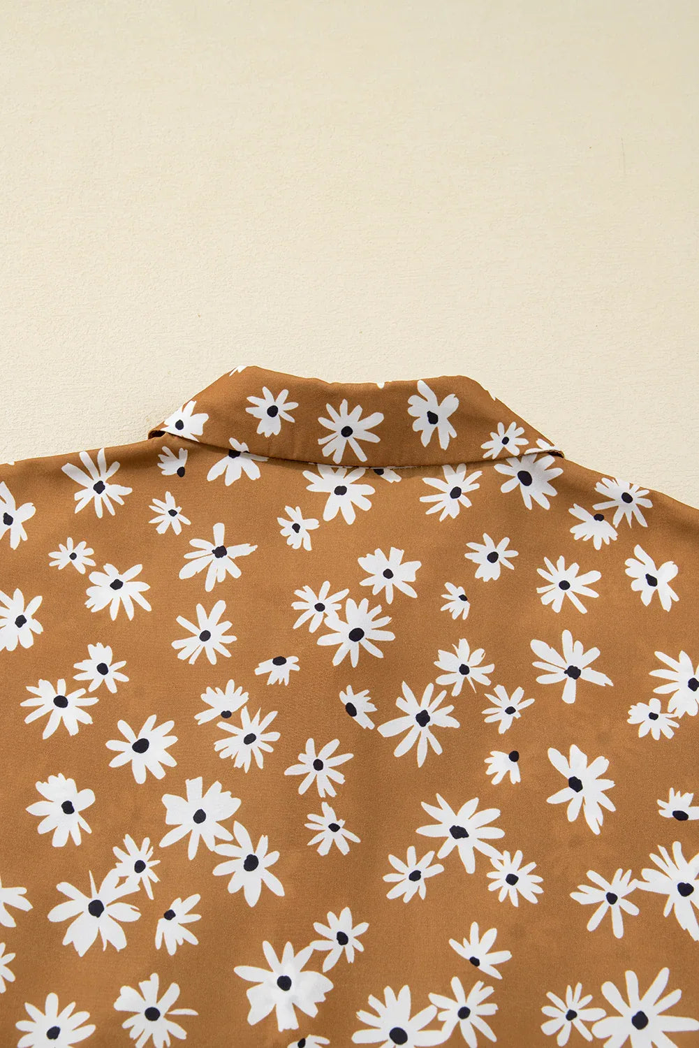 Khaki Daisy Floral Long Bishop Sleeve Dress Bazaare Mart Plus Size/Plus Size Dresses/Plus Size Mini Dresses