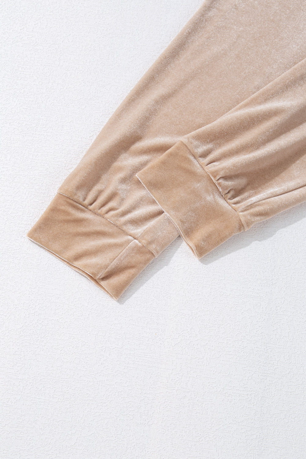 Beige Velvet Zipped Top and Joggers Two Piece Set
