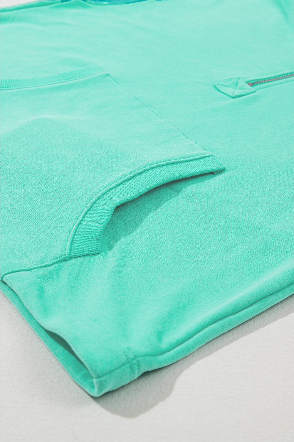 Teal Half Zipper Oversized Hoodie