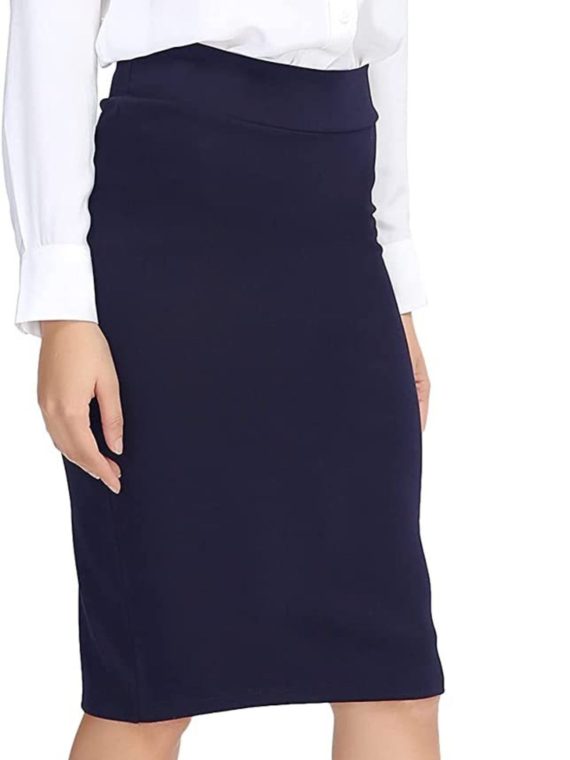 High Waist Pull On Pencil Skirt