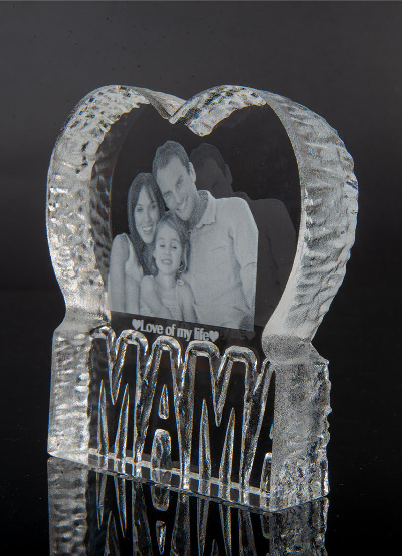 Inner Carved Heart-Shaped Crystal Plaque