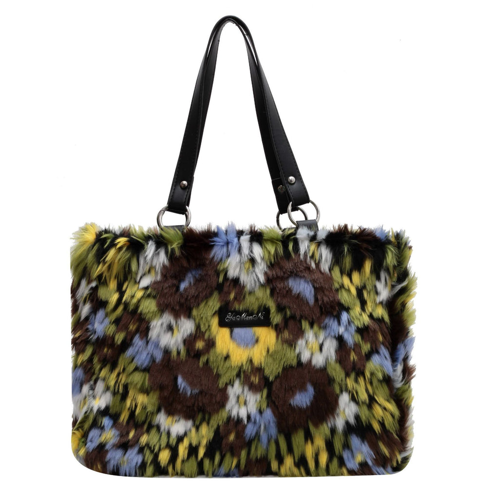 Large Furry Floral Shoulder Bag
