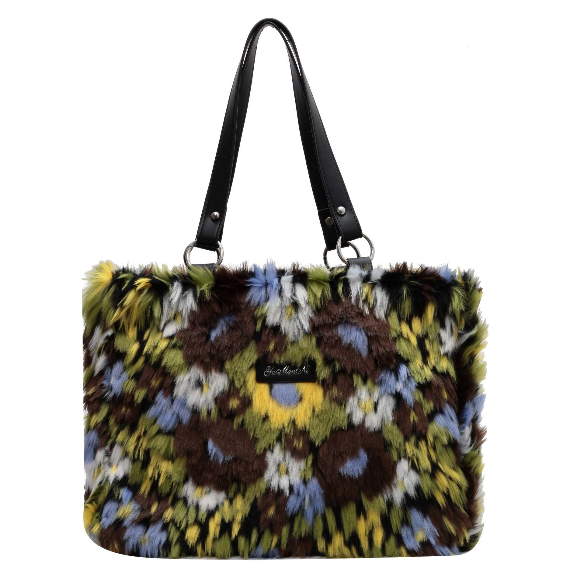 Large Furry Floral Shoulder Bag