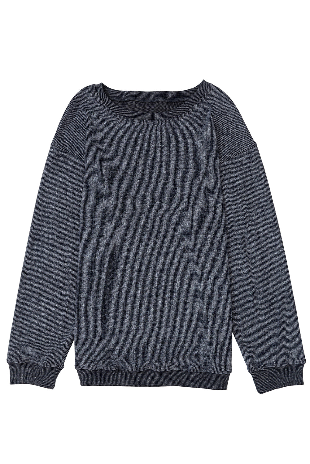 Plain Corded Crew Neck Sweatshirt