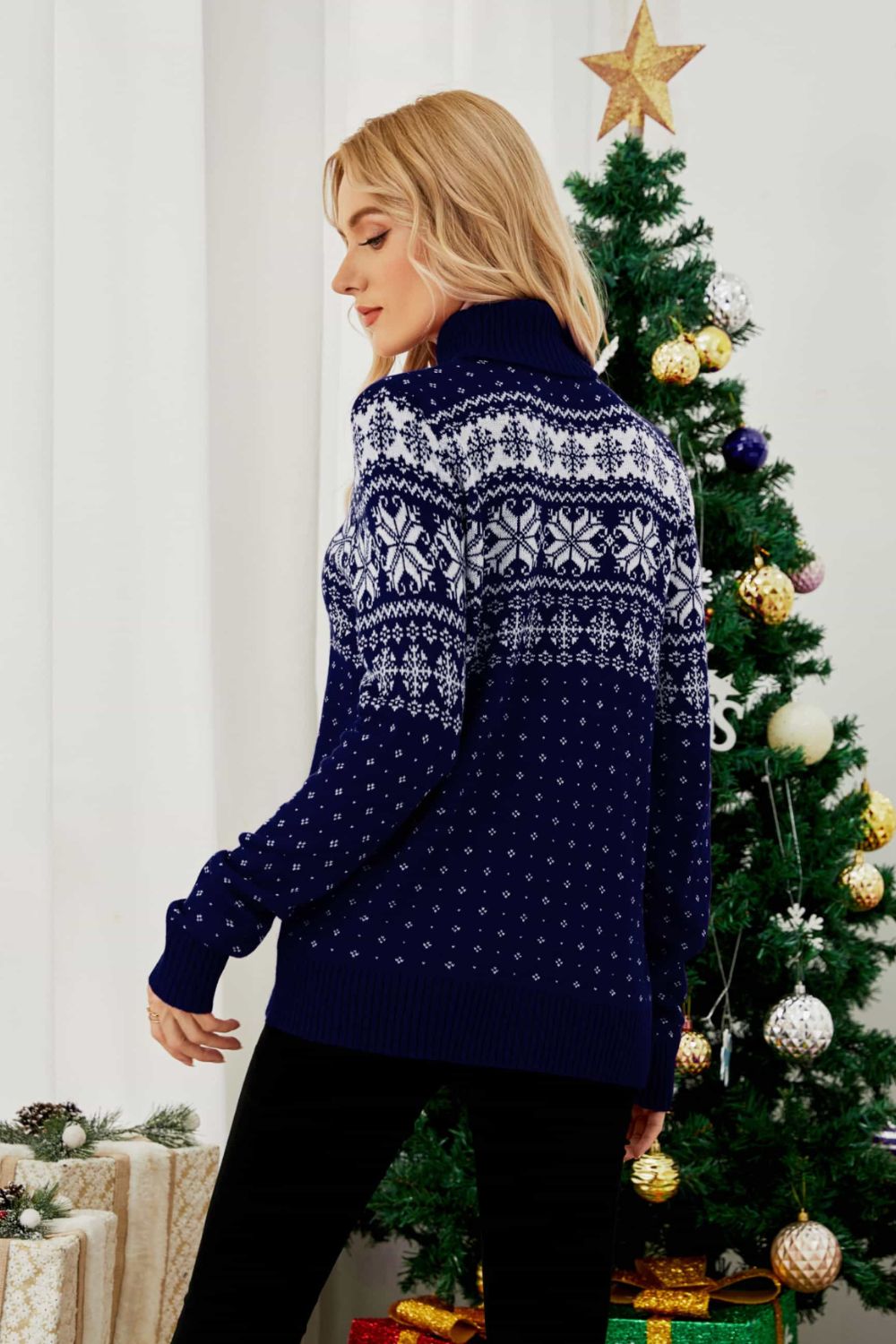 Snowflake Turtleneck Sweater