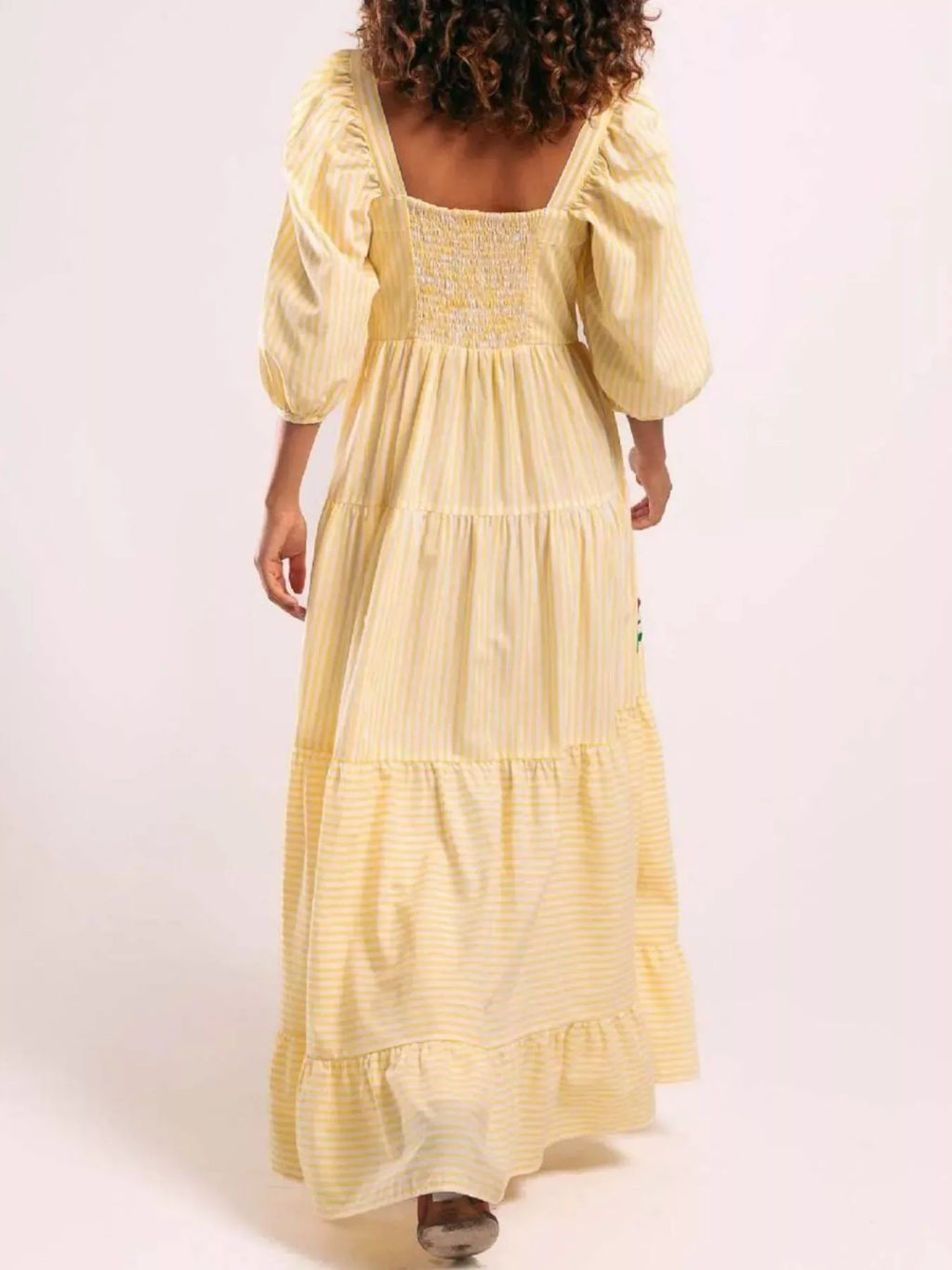 Square Neck Tiered Maxi Dress Bazaare Mart Embroidered Gingham Maxi Dress