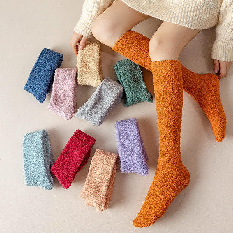 Lint-free Coral Fleece Knee Socks