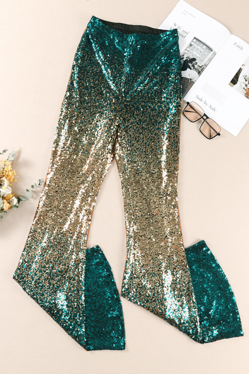 Green Black&Gold Gradient Sequined Pants Dear-Lover Dropshipping Bottoms/Pants & Culotte