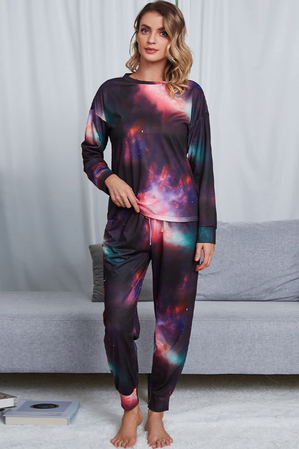 Tie-Dye Crewneck Long Sleeve Lounge Set