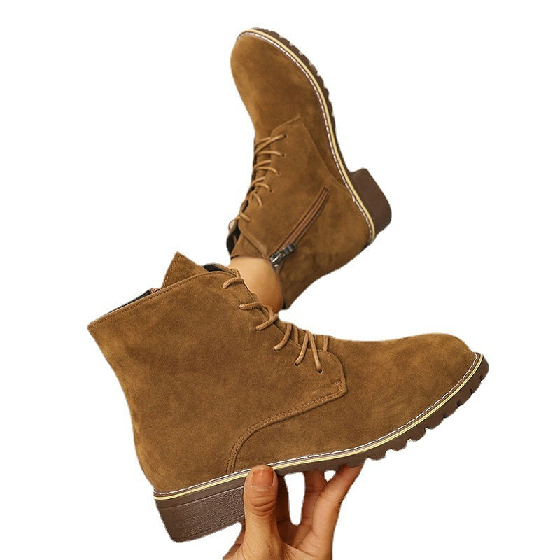 Suede Round Toe Martin Boots