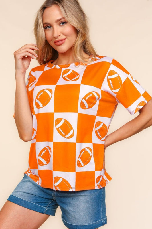 Orange Checker Football  Top